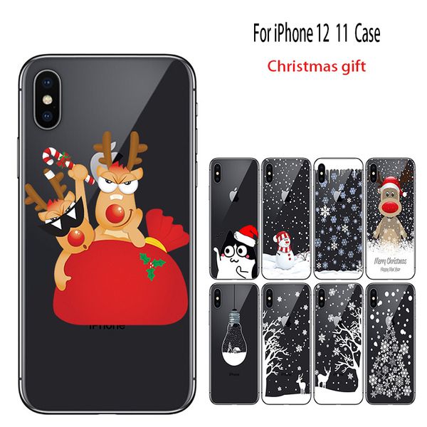 

for iphone 11 12pro max x/xs 6 6s 7 8 plus mobile phone case tpu shockproof and drop-proof christmas pattern protective cover