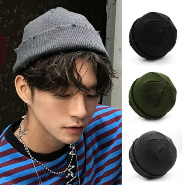 

creative fashion hole beggar style winter warm knit beanie women men casual hip hop hat bad girl soft cap street hats ski, Blue;gray