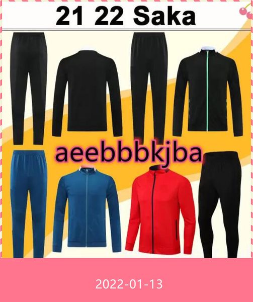 

21 22 tierney saka willian soccer jerseys the full zip jacket training wear suit mens long sleeve maitland-niles thomas pepe kit24, Black