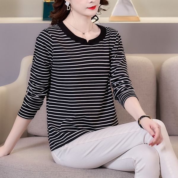 

c3xwb new v-neck in stripe long sleeve coat t-shirt dress women's 2020 m0rhf autumn winter t-shirt stitching, White