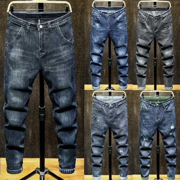 

autumn and winter 2020 new jeans fashion brand casual stretch slim feet harlan men's pants, Blue