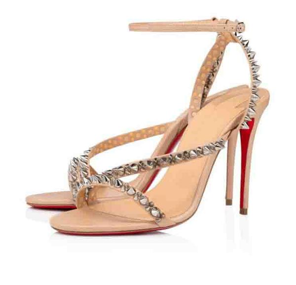 

fashion summer mafaldina red bottom sandals studs lady high heels ankle strap luxury designer gladiator sandalias eu34-43,with box, Black