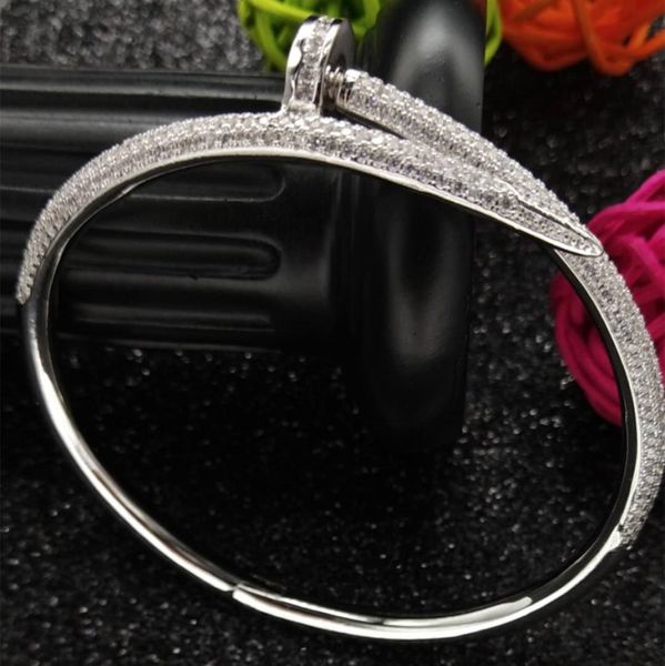 

nail bracelets man and women gold plated love bangle bracelet full diamond bracelet jewelry for lover, Black
