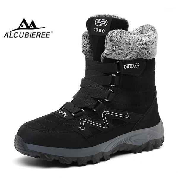 

alcubieree mens winter warm boots outdoor high-plush fur snow boot for male round toe anti-skid work shoes desert boot1, Black