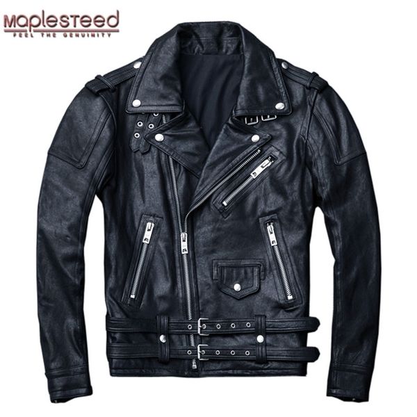 

maplesteed 100% natural sheepskin tanned leather jacket black soft men's motocycle jackets motor clothing biker coat autumn m111 201216