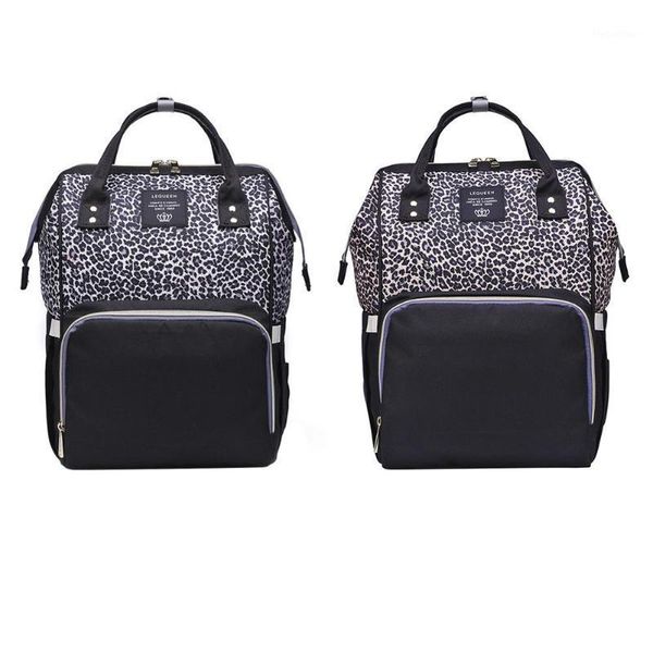 

pregnant women's backpack large capacity waterproof leopard print mummy diaper handbag backpack1