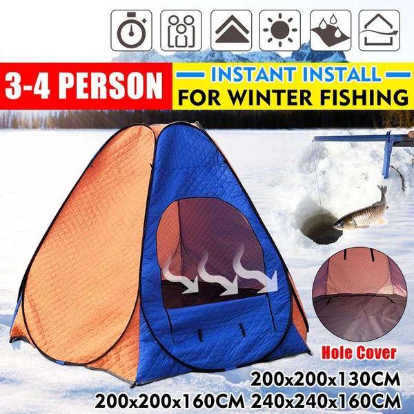 

portable winter fishing tent ice shelter fishing large camping tent outdoor 3-4 people ice hiking trekking