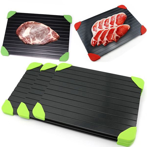 

fast defrosting tray food meat fruit fast defrosting plate board quickly thaw frozen food kitchen tools with silicone legs edges pad wx9-805