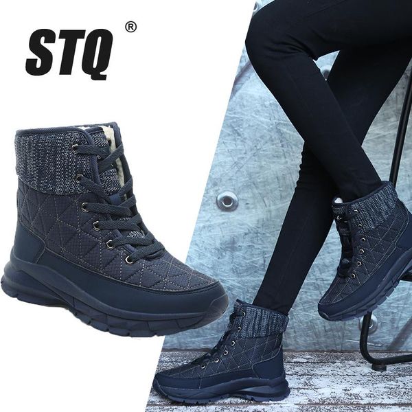 

stq women plush ankle boots warm snow boots shoes ladies winter sneakers comfortable shoes women wedges black 930