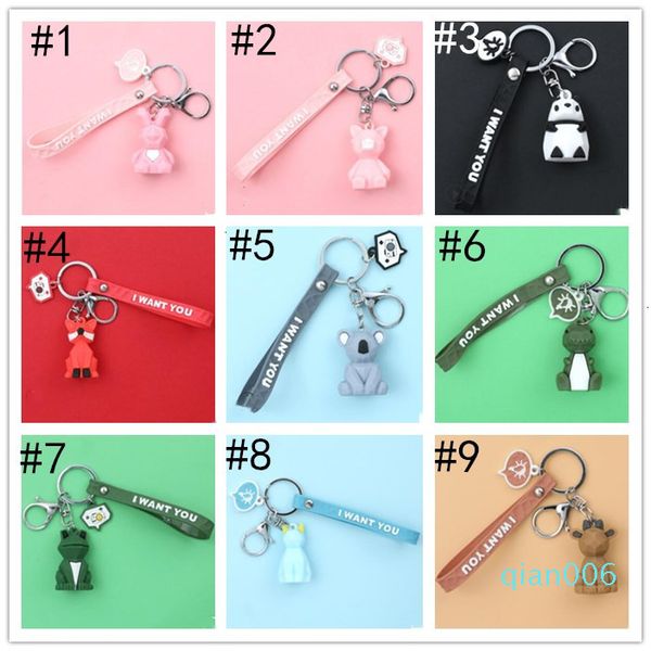 

factoryv8q2cartoon keychain pvc funny dinosaur geometric jewelry women cute charm bag chain car key ring accessories dhc