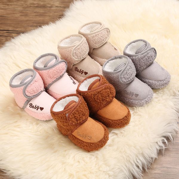 

детские snow boots коралловый флис письмо вышивки новорожденный девочка мальчик снег сапоги зимние ботинки толстые теплый малышей первый ход, Black;grey