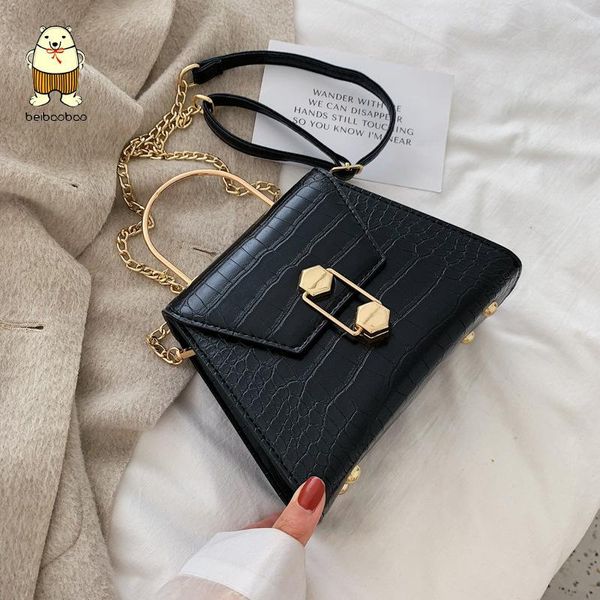 

beibaobao small with metal handle lady shoulder bag handbags stone pattern pu leather crossbody bags