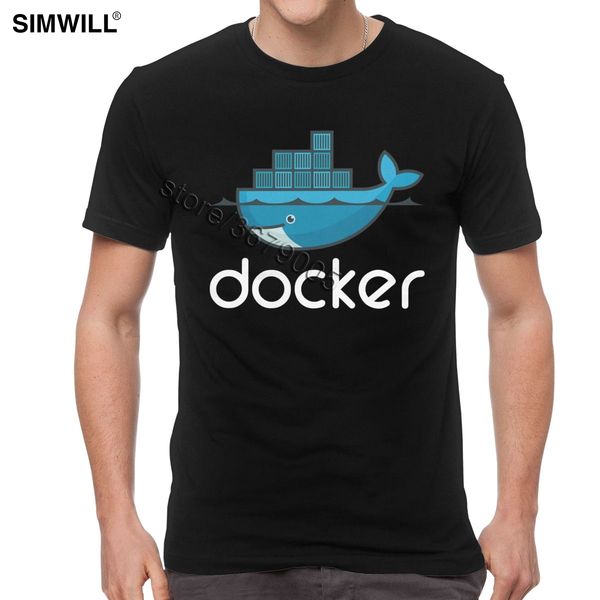 

sport cool docker logo t shirt men breathable cotton t-shirts crew neck short sleeves tees computer geek programmer tshirt