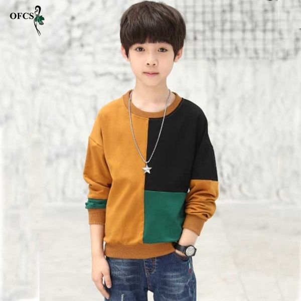 

ofcs fashion patchwork pattern casual style autumn knitted boys sweaters for students woolen clothes t-shirt 5t-16t y200901, Blue