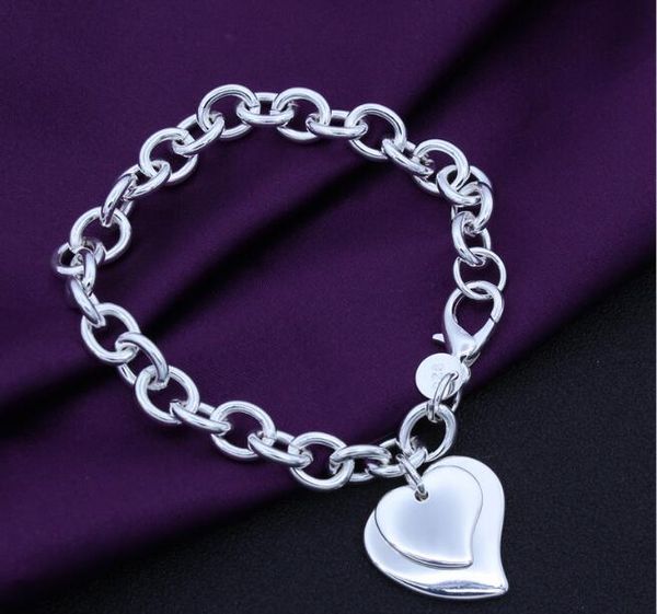 

ювелирный браслет 925 бесплатный простой сердца женщины серебряный щепка персик plated доставка браслет pulseiras для моды bbygt bdehome, Silver