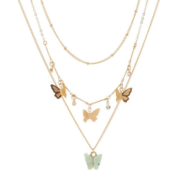 

Bohemian Multilayer Necklaces For Women Men Gold Butterfly Portrait Coin Cross Crystal Chokers Necklace Trendy New Jewelry Gifts, Silver