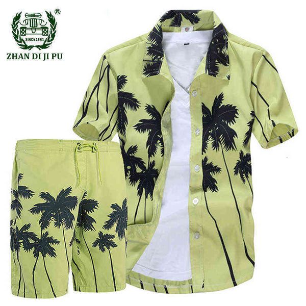 Sommer Kurzarm Hemd Anzug Männer Fashion Floral Print Hawaiian Shirts + Strand Shorts Casual Strand Kleidung Sets Vetement Homme g1222