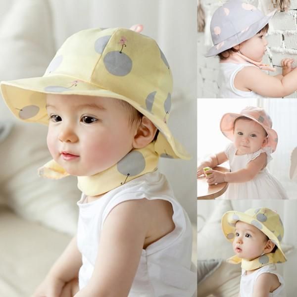 

cotton infant sun cap polka dot summer outdoor baby girl sun beach bucket hat for newborn baby bp201, Yellow
