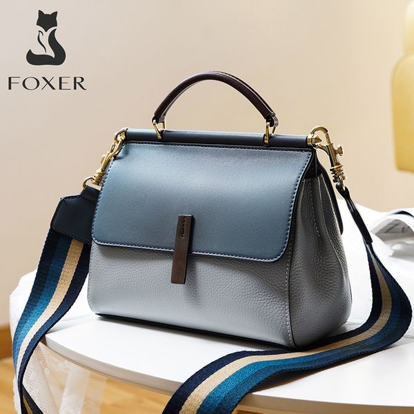 

foxer lady's crossbody bags genuine lether handbag fall winter bag large capacity office women tote commuter style shoulder bag c0121