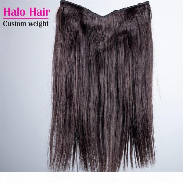 

malaysian peruvian halo flip in human hair extensions straight natural color 100g 12-26 inch halo virgin human hair weaves, Black