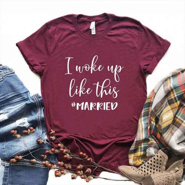 

я просыпался как это замужем печати женщины tshirts хлопок повседневный смешная футболка для lady top tee hipster 6 цвет 769, White