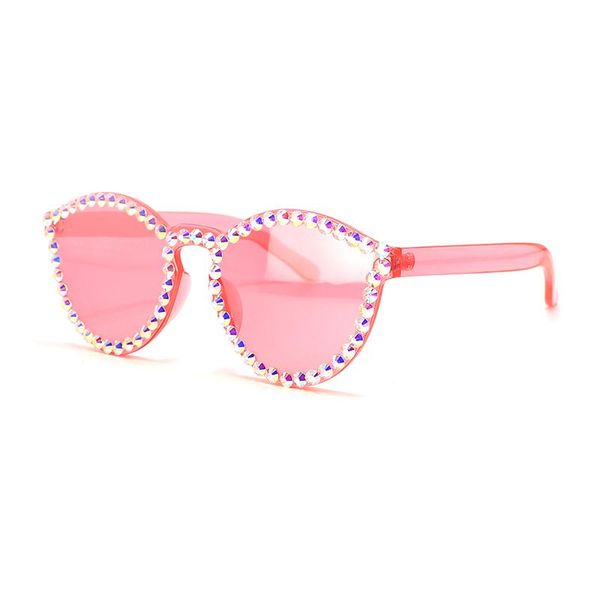 

diamond cat eye sunglasses women fashion crystal small round cat-eye pink glasses retro ladies party eyewear anti-uv eye protect, White;black