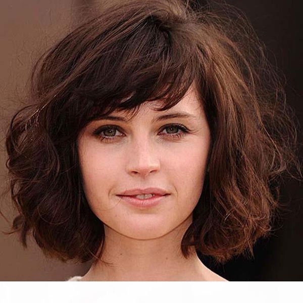

z&f fashion and 35cm scurly wigs dark brown wavy rose hairnet high temperature resistant synthetic wigs for black women