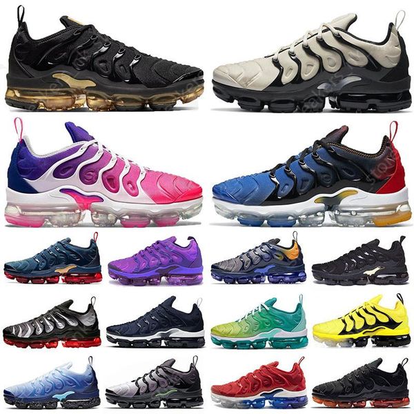 

good tn plus light bone royal blue metallic gold mens running shoes pink purple hyper violet lemon lime women sport trainers sneakers, Black