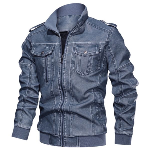 

pu clothes washed to make old locomotive leather jacket men's large coat, Black;brown