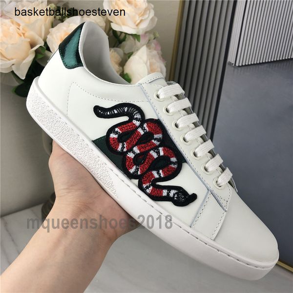

men women sneaker casual shoes chaussures low leather ace bee stripes shoe embroidery snake sports trainers scarpe