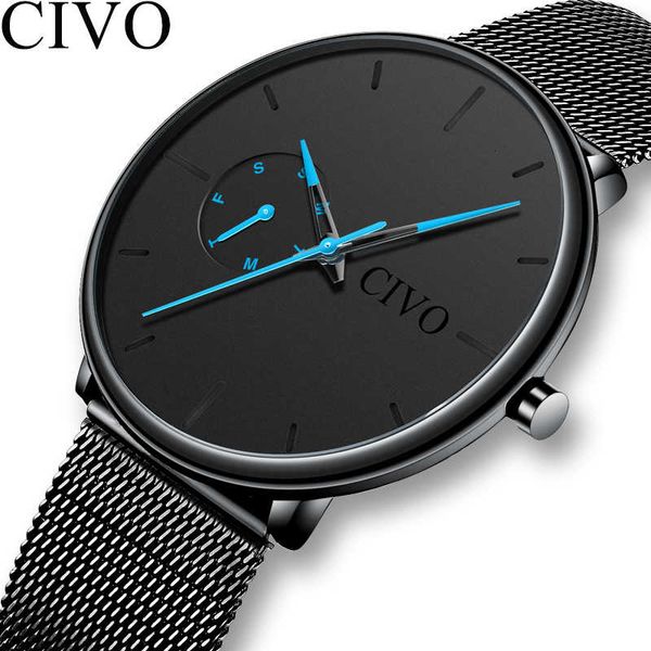

civo fashion casual mens watches waterproof analogue sports wristwatches men quartz watches for men gift clock relogio masculino j190715, Silver