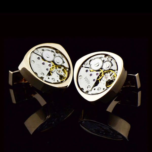 

movement inbev triangle punk watch gold rose cuff link male sleeve pin 1059cuff links / 991770, Slivery;brown