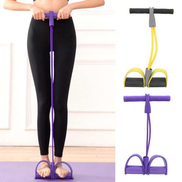 

resistance bands 2 tube foot pedal pull rope elastic leg puller sit-up abdominal fitness training equipment