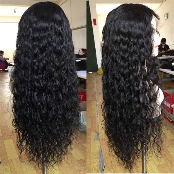 

2021 new popular style european and american wig lady lace chemical fiber long curly hair daily temperament wig headset spot wholesale, Black