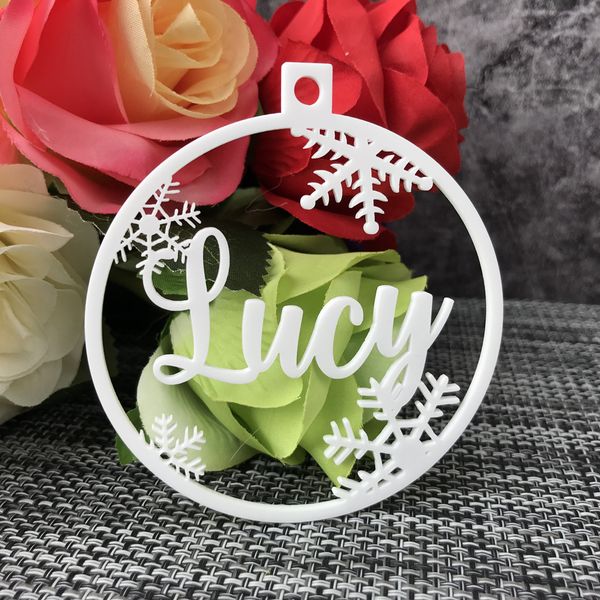 

snowflakes personalized bauble gift tags custom christmas wooden ornament ball