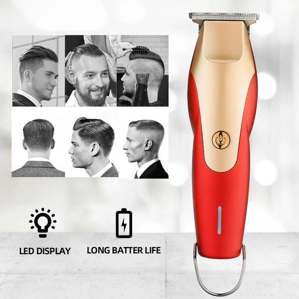 

weidz red 10w powerful hair clipper with t blade 0.5mm combs hair trimmer1