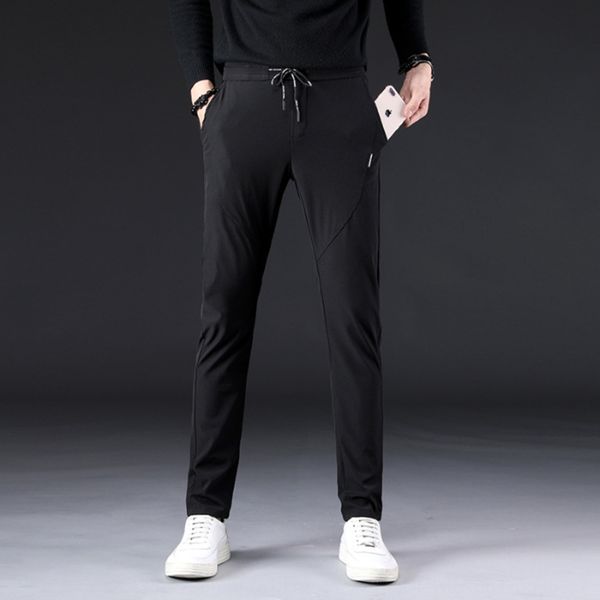 

autumn and winter elastic waist fashion versatile for young men's slim casual trousers casual elastic legged pants korean fashion long, Blue