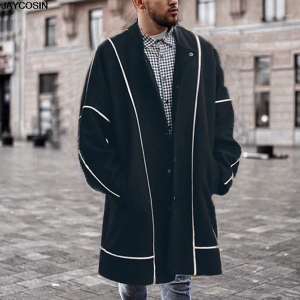 

klv jackets men's winter spring fashion simple solid color warm lapel coat hip hop casual long sleeve coat 2020 new 701, Black;brown