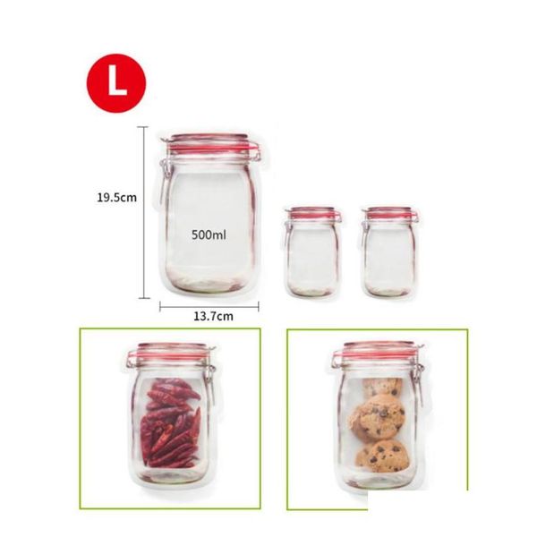 

mason jar pattern food saver storage bags reusable snack bag set 500ml/150ml , airtight , zipper, po qyletl bdebaby