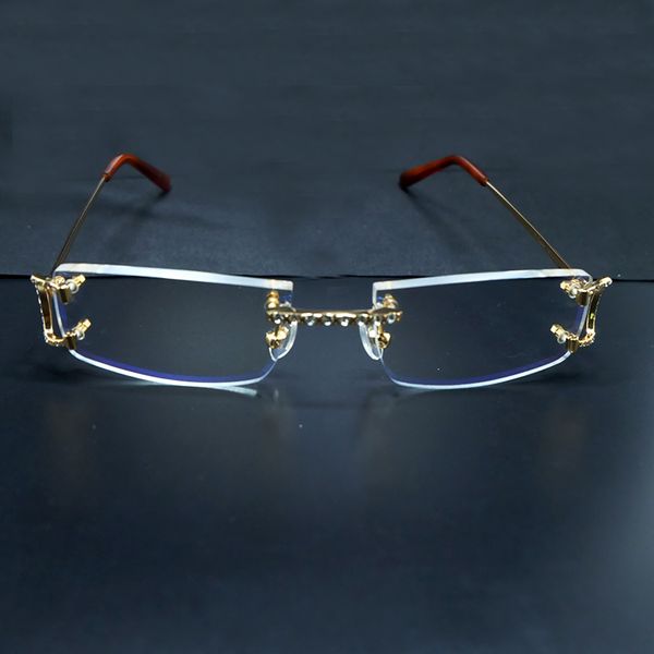 

2021 new men women rimless arrival rhinestones carter sunglasses man diamond luxury sunglass wire iced out shades eyewear 1s4b, White;black