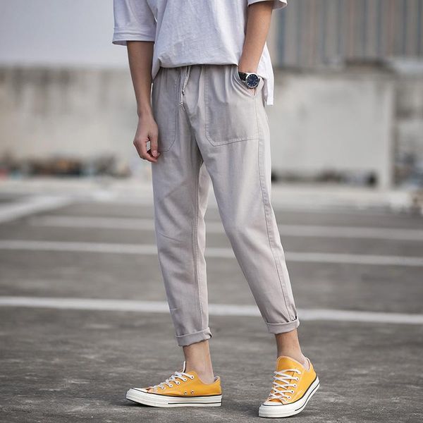 

cotton linen harem pants men summer joggers man casual trousers male chinese style baggy pants 2020 harajuku streetwear, Black