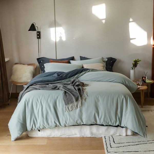 

100% brushed cotton soft bedding reversible duvet cover set, king  family size bedding set fitted/flat bed sheet pillowcase