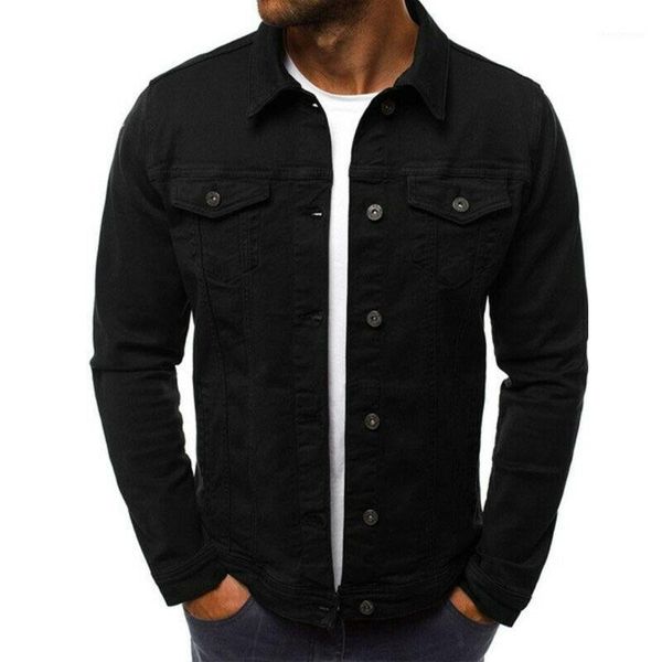 

uk men's denim jean jacket - classic western style trucker solid jacket coat new1, Black;brown