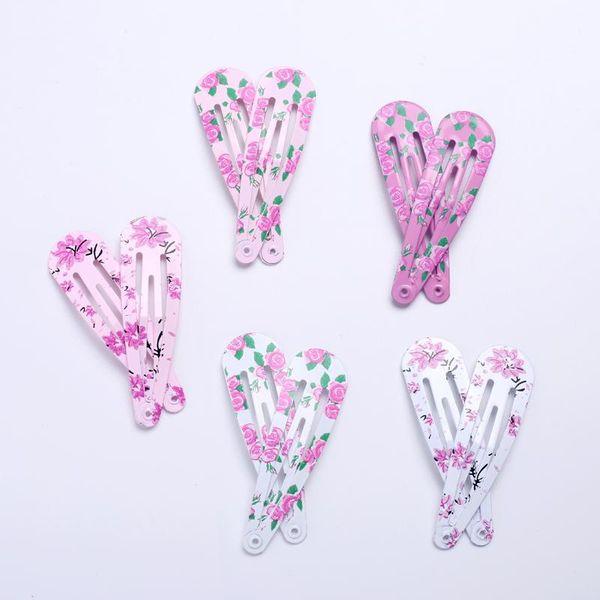 

10pcs girls hair clips floral pattern color hairpin printed fashion metal cute hair accessories children kids barrette clips 5cm wmtikq, Slivery;white