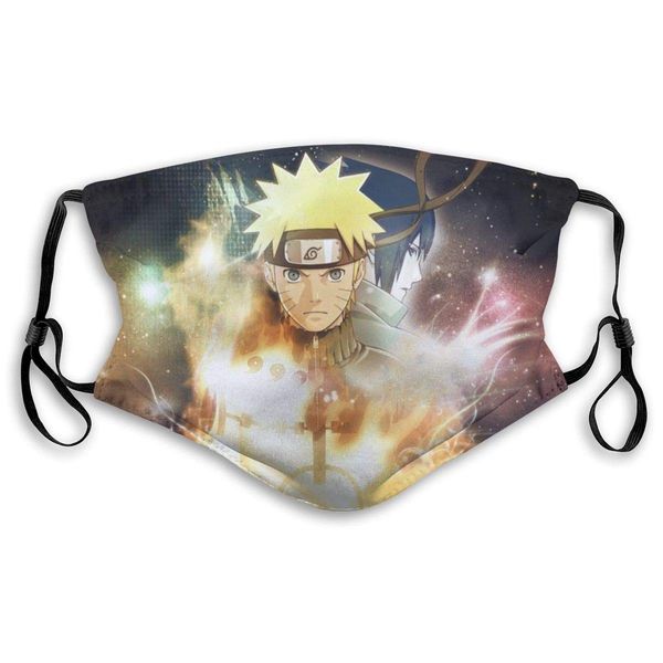 

uzumaki naruto 3d print face mask mens women kids sun protection windproof dustproof filter face mask headband black