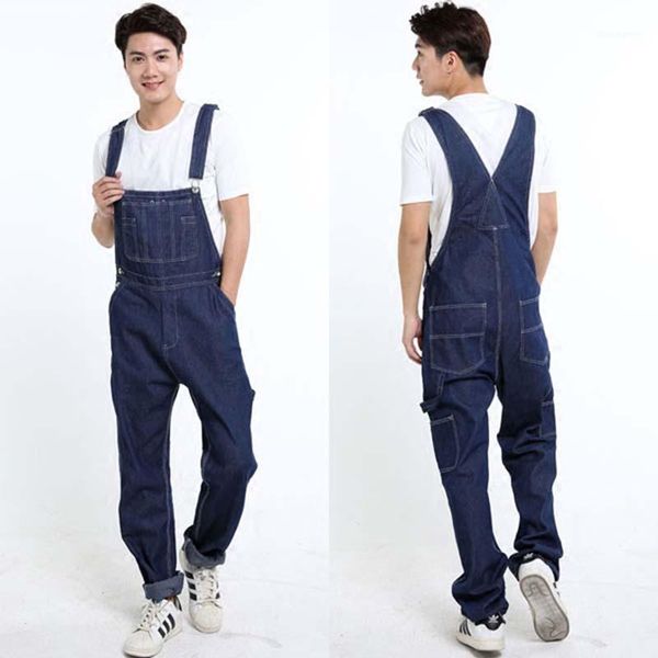 

new fashion loose baggy denim overalls mens jeans cargo pants plus size trousers hip hop harem pants male clothing1, Blue