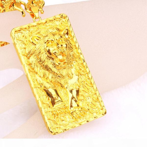 

animal patterned yellow gold filled classic mens pendant necklace rope chain gift, Silver