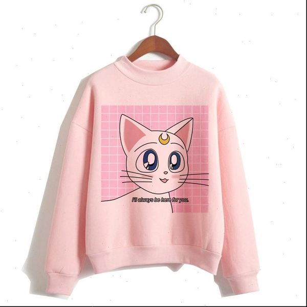 

sailor moon harajuku hoodie 2021 korean style ulzzang kawaii 90s cartoon clothing pullovers new oversized hooded streetwear, Black