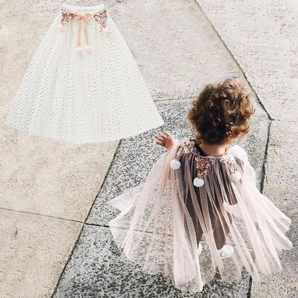 

baby girls fairy shawls summer fancy shawls size children beautiful princess mesh sequins clothes, Blue;gray