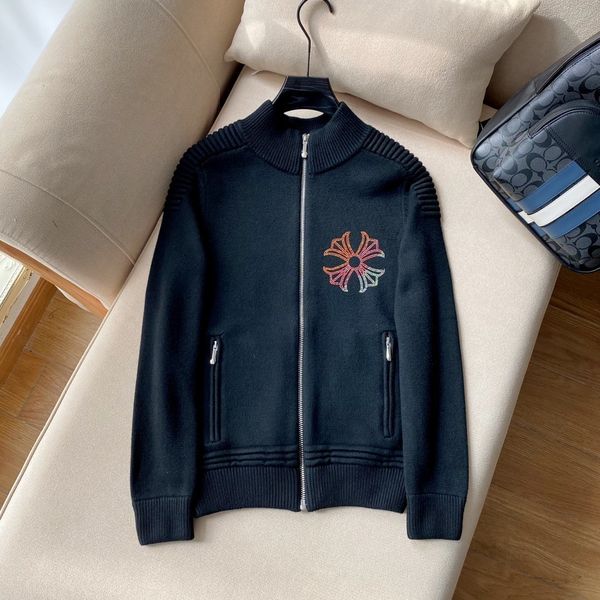

chromehearts crosin casual drill coat sanskrit cross cardigan sweater long sleeve men's sweater, Black;gray
